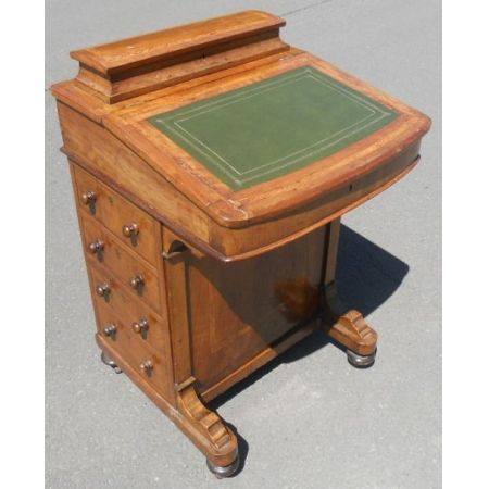 Englischer viktorianischer Nussbaum Schreibtisch Davenport antik ca 1880