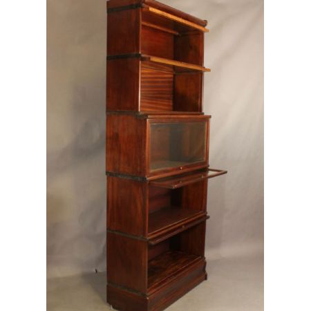 Antiker britischer Globe Wernicke Bücherschrank Mahagoni viktorianisch ca 1890