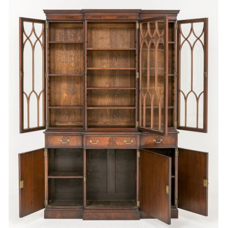 Antiker britischer Mahagoni Bücherschrank Breakfront ca 1920