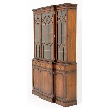 Antiker britischer Mahagoni Bücherschrank Breakfront ca 1920