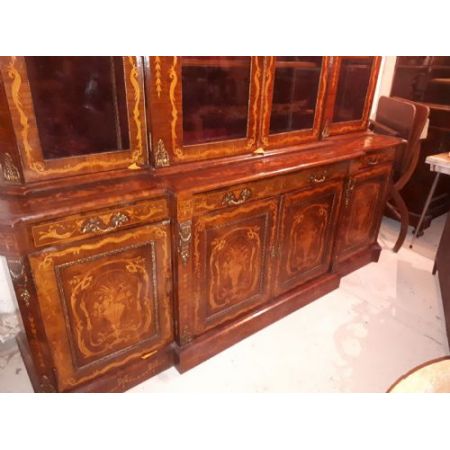 Antiker britischer Massivholz Bücherschrank Breakfront ca 1960