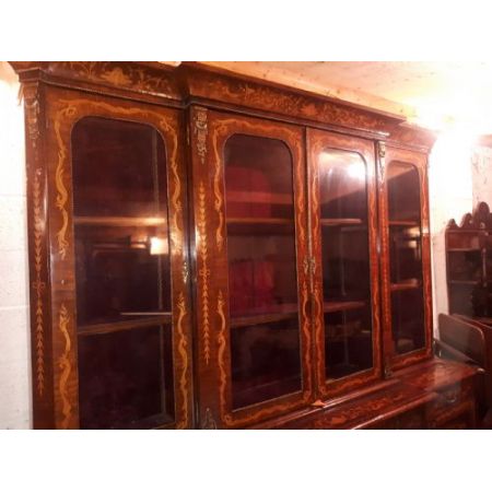 Antiker britischer Massivholz Bücherschrank Breakfront ca 1960