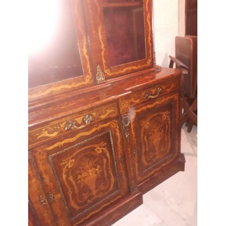 Antiker britischer Massivholz Bücherschrank Breakfront ca 1960