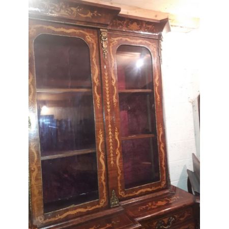 Antiker britischer Massivholz Bücherschrank Breakfront ca 1960