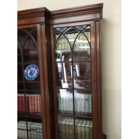 Edwardianischer antiker Mahagoni Breakfront Bücherschrank ca 1900