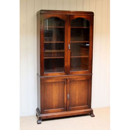 Antiker britischer Bücherschrank Eiche Massivholz ca 1920