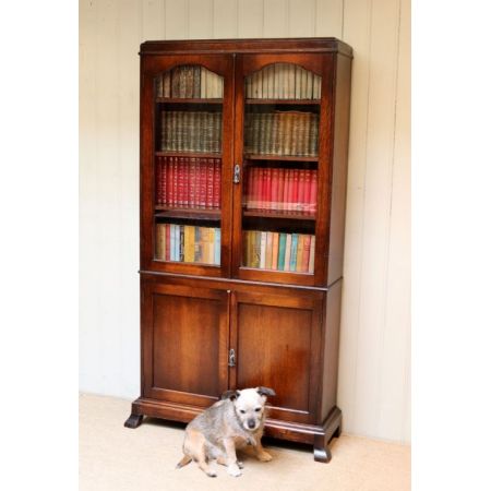 Antiker britischer Bücherschrank Eiche Massivholz ca 1920