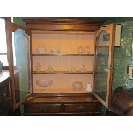 Antiker viktorianischer Eichen Bücherschrank britisch ca 1890