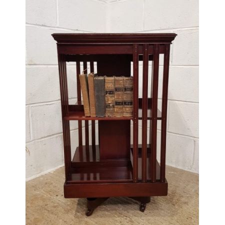 Edwardianisches antikes Mahagoni Revolving Bookcase englisch ca 1900
