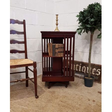 Edwardianisches antikes Mahagoni Revolving Bookcase englisch ca 1900