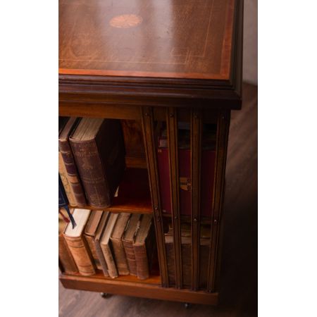 Edwardianischer antiker Mahagoni Bücherschrank Revolving Bookcase britisch ca 1890