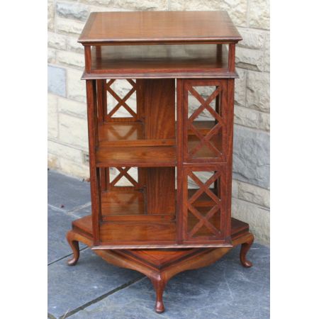 Edwardianisches antikes Satinwood Revolving Bookcase britisch ca 1890