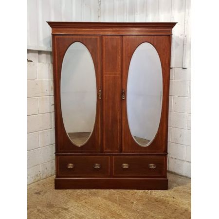 Antiker britischer Mahagoni Kleiderschrank ca 1900