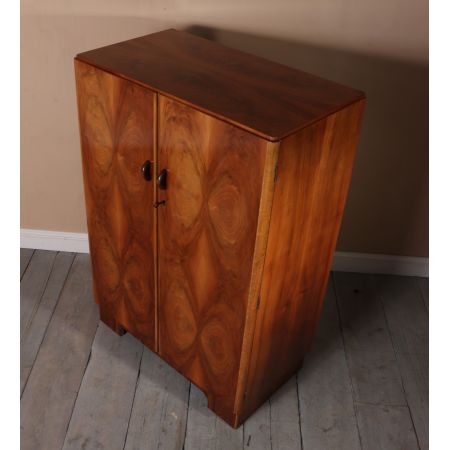 Antiker Art Deco Nussbaum Kleiderschrank britisch ca 1930