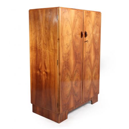 Antiker Art Deco Nussbaum Kleiderschrank britisch ca 1930
