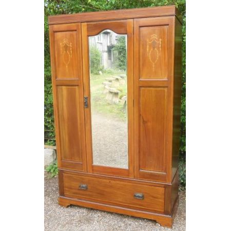 Edwardianischer antiker Mahagoni Kleiderschrank englisch ca 1900