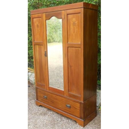 Edwardianischer antiker Mahagoni Kleiderschrank englisch ca 1900