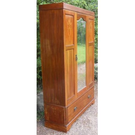 Edwardianischer antiker Mahagoni Kleiderschrank englisch ca 1900
