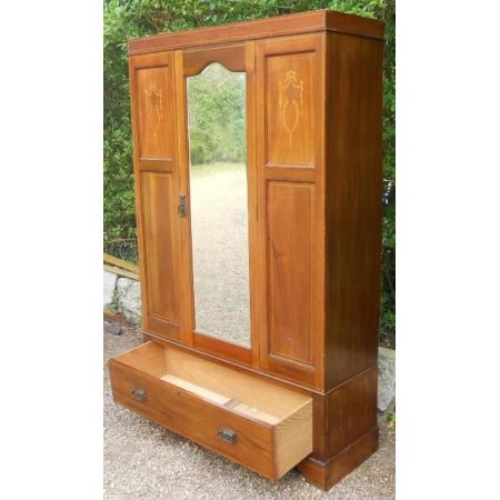 Edwardianischer antiker Mahagoni Kleiderschrank englisch ca 1900