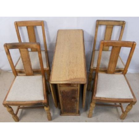 Antiker Eichen Esstisch mit passenden Stühlen ca 1925