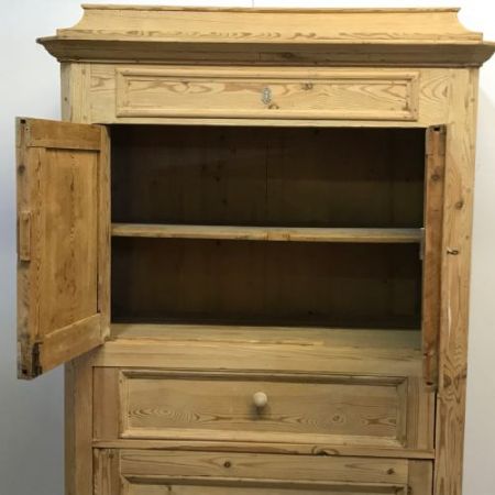Antiker dänischer Kiefernholz Schrank Weichholz ca 1890