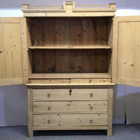 Niederländischer Kiefern Schrank Weichholz antik ca 1900