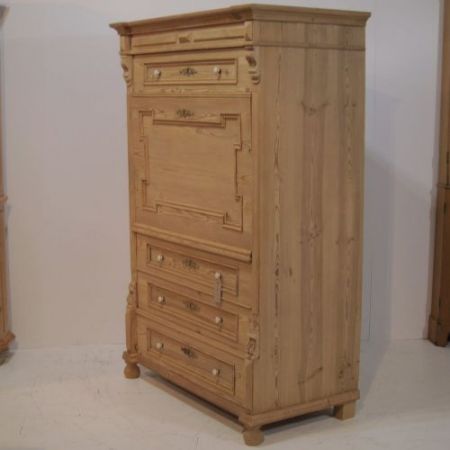 Großer Kiefer Sekretär Weichholz antik ca 1900