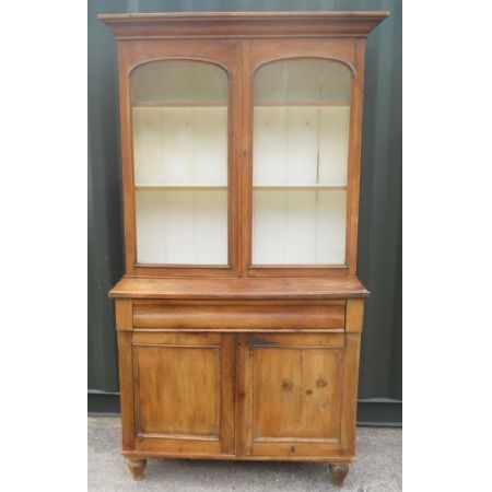 Viktorianischer Kiefer Bücherschrank Weichholz antik ca 1830