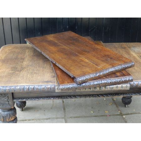 Esstisch aus massiver Eiche, ausziehbar, edwardianisch