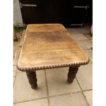 Esstisch aus massiver Eiche, ausziehbar, edwardianisch