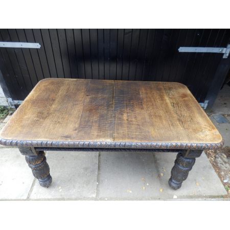 Esstisch aus massiver Eiche, ausziehbar, edwardianisch