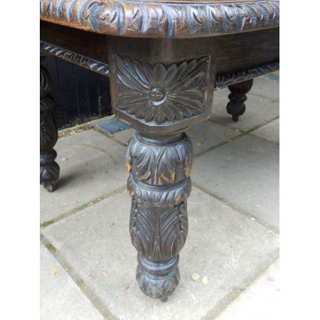 Esstisch aus massiver Eiche, ausziehbar, edwardianisch