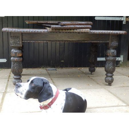 Esstisch aus massiver Eiche, ausziehbar, edwardianisch