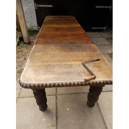 Esstisch aus massiver Eiche, ausziehbar, edwardianisch