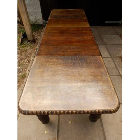 Esstisch aus massiver Eiche, ausziehbar, edwardianisch