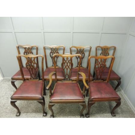 Edwardianischer ausziehbarer Mahagoni Esstisch und  7 Georgian Stühle 