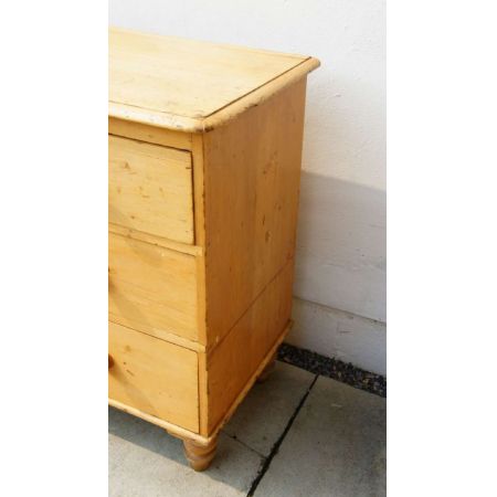 Kleine viktorianische antik Kommode aus Massivholz Kiefernholz mit Pinienwachs-Finish