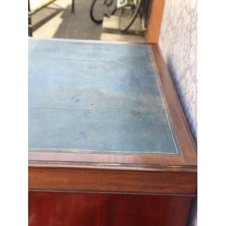 Übergroßer Partnerschreibtisch aus viktorianischem Mahagoni mit eingelegter Lederplatte, vollständig restauriert