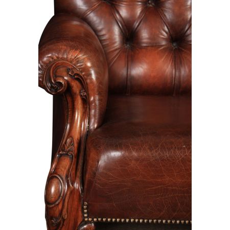 Echtes viktorianisches Mahagoni & geknöpftes Chesterfieldsofa