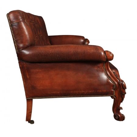 Echtes viktorianisches Mahagoni & geknöpftes Chesterfieldsofa