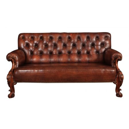 Echtes viktorianisches Mahagoni & geknöpftes Chesterfieldsofa
