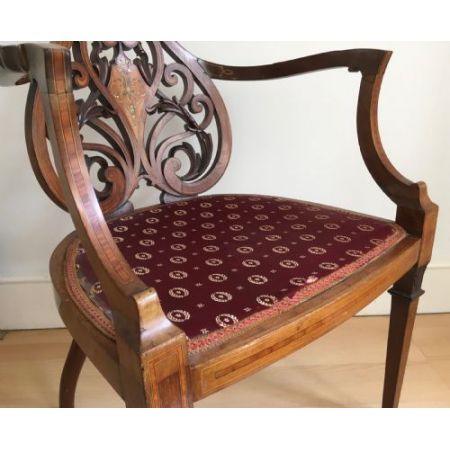 Geschnitzter Mahagoni Jugendstil-Sessel