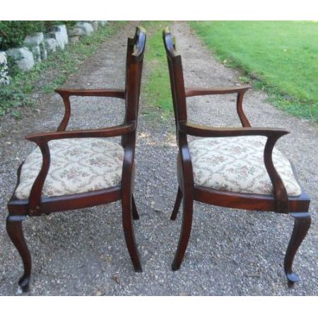 Paar edwardianische Mahagoni Salon Stühle