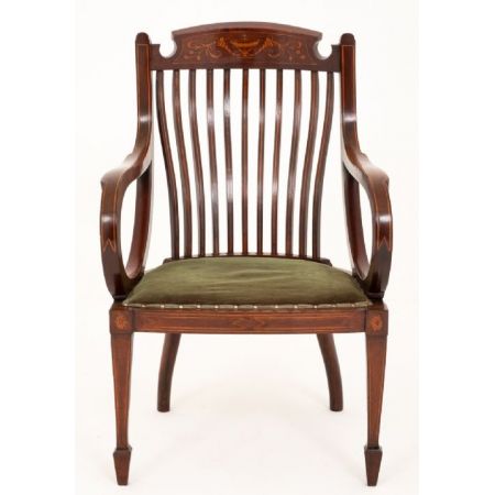 Sheraton revival Massivholz Mahagoni Ellbogen Stuhl Antik ca. 1890