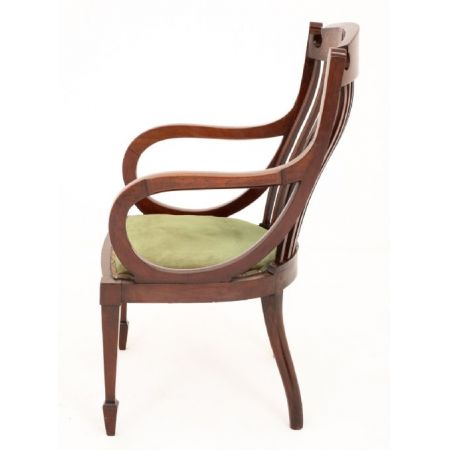 Sheraton revival Massivholz Mahagoni Ellbogen Stuhl Antik ca. 1890