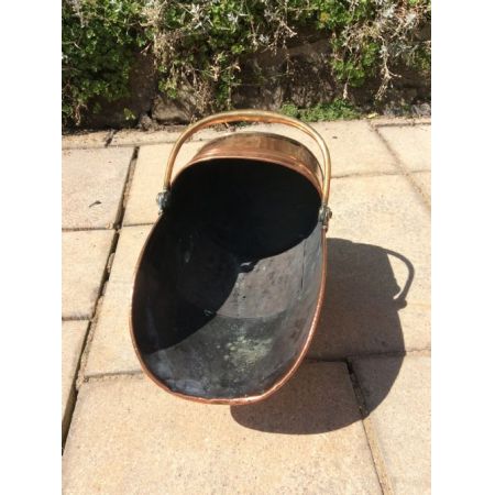 Kohle Transport Behälter Copper coal scuttle aus Kupfer antik