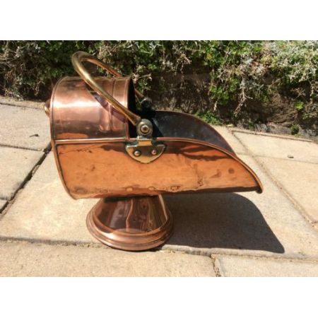 Kohle Transport Behälter Copper coal scuttle aus Kupfer antik