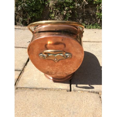 Kohle Transport Behälter Copper coal scuttle aus Kupfer antik