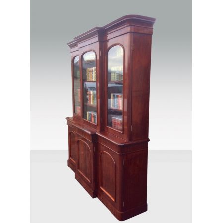 Großes, dreitüriges Bücherregal aus antikem Mahagoni