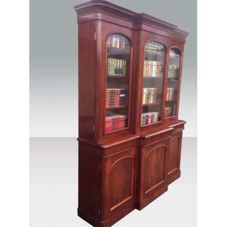 Großes, dreitüriges Bücherregal aus antikem Mahagoni